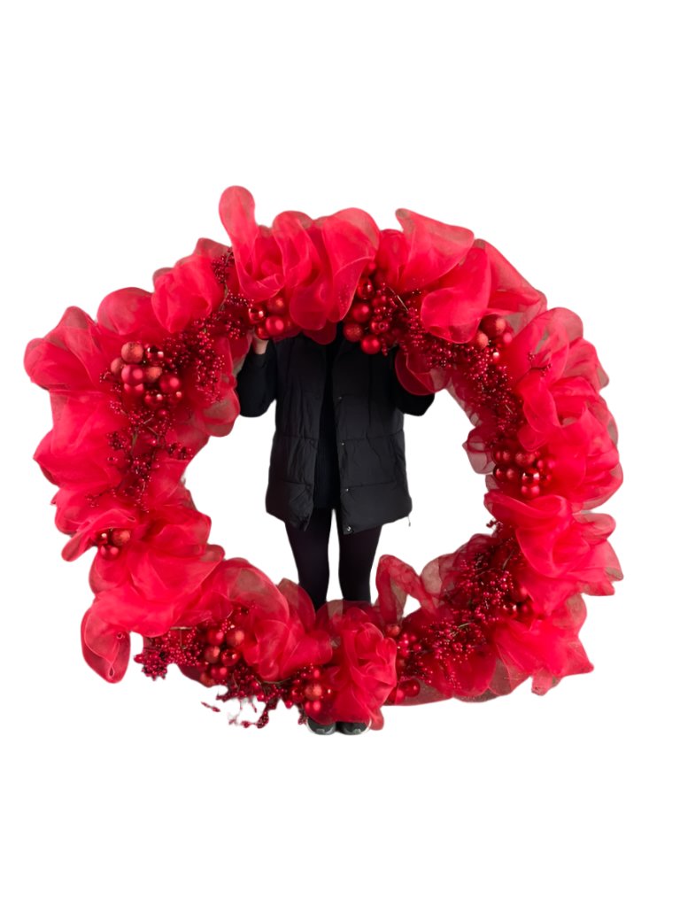 CUSTOM Red Mesh Christmas Wreath| Pre-Order