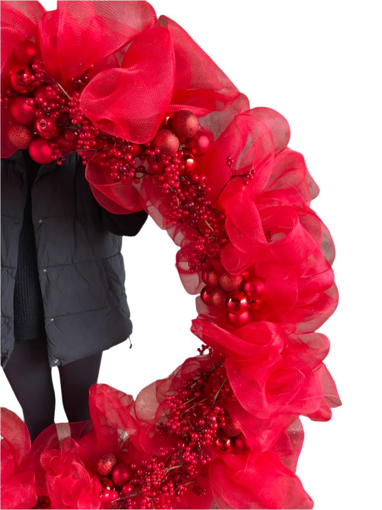CUSTOM Red Mesh Christmas Wreath| Pre-Order