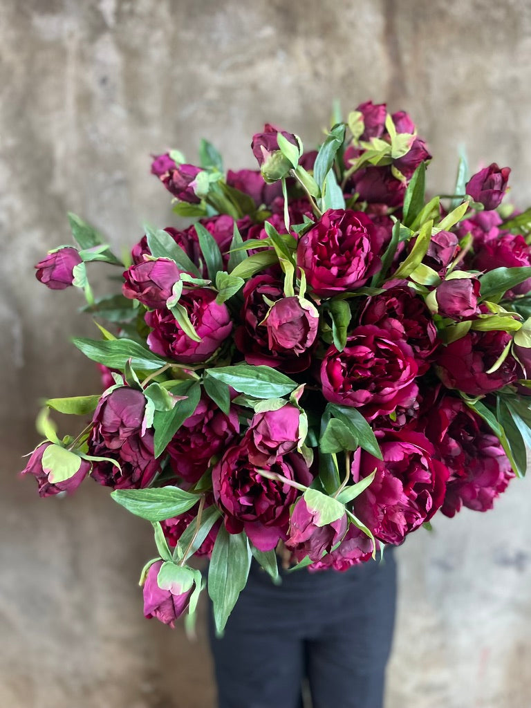 ARTIFICIAL BURGUNDY PEONY ROSE Stem