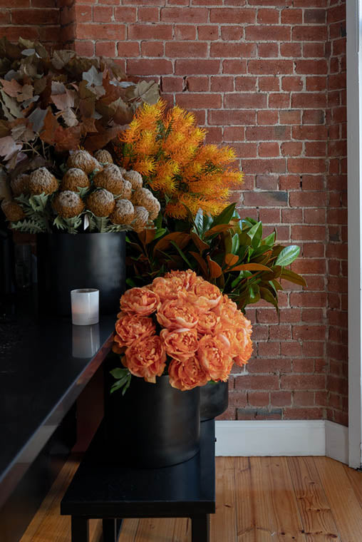 Artificial flower arrangements in Melbourne Florist on display