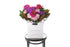 Kate Hill Flowers – large bright-pink birthday bouquet of roses, chrysanthemums, orchids and magnolia foliage, hand-tied.