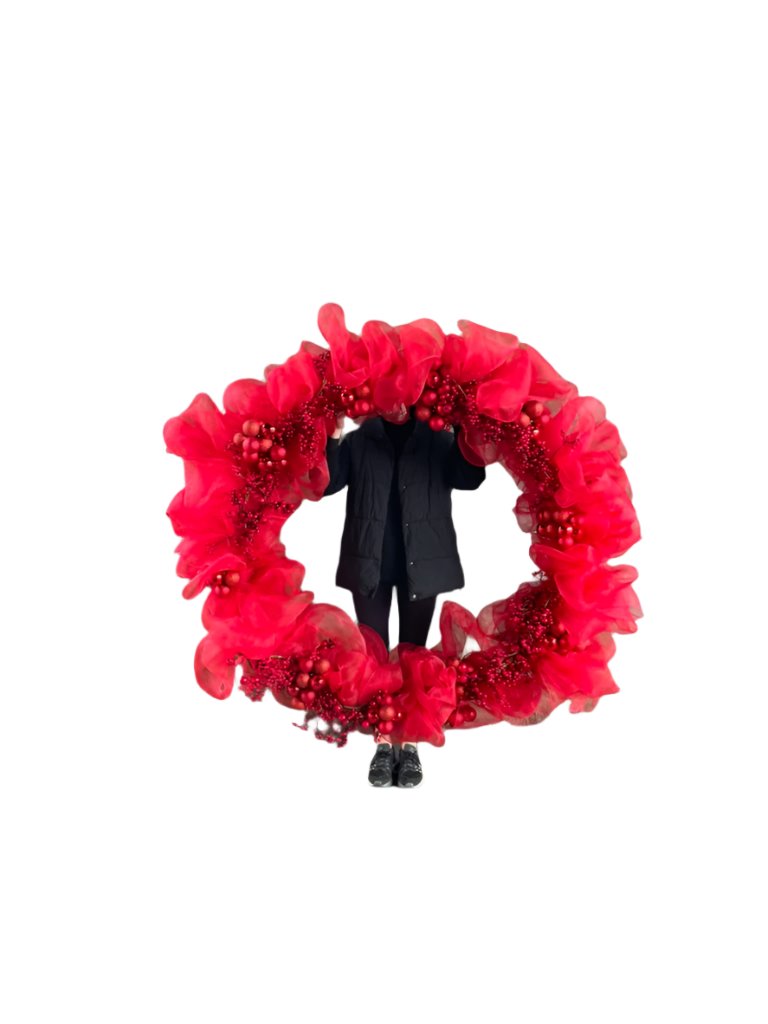 CUSTOM Red Mesh Christmas Wreath| Pre-Order