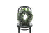 Close up image of a 45cm Eucalyptus wreath sitting on a black bentwood chair with a white wall background.