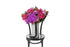 Kate Hill Flowers – large hot-pink birthday vase with roses, disbuds, orchids and magnolia in a white ceramic cylinder.