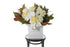 Kate Hill Flowers – large lemon and white thank-you bouquet of roses, chrysanthemums, orchids and magnolia foliage, hand-tied.