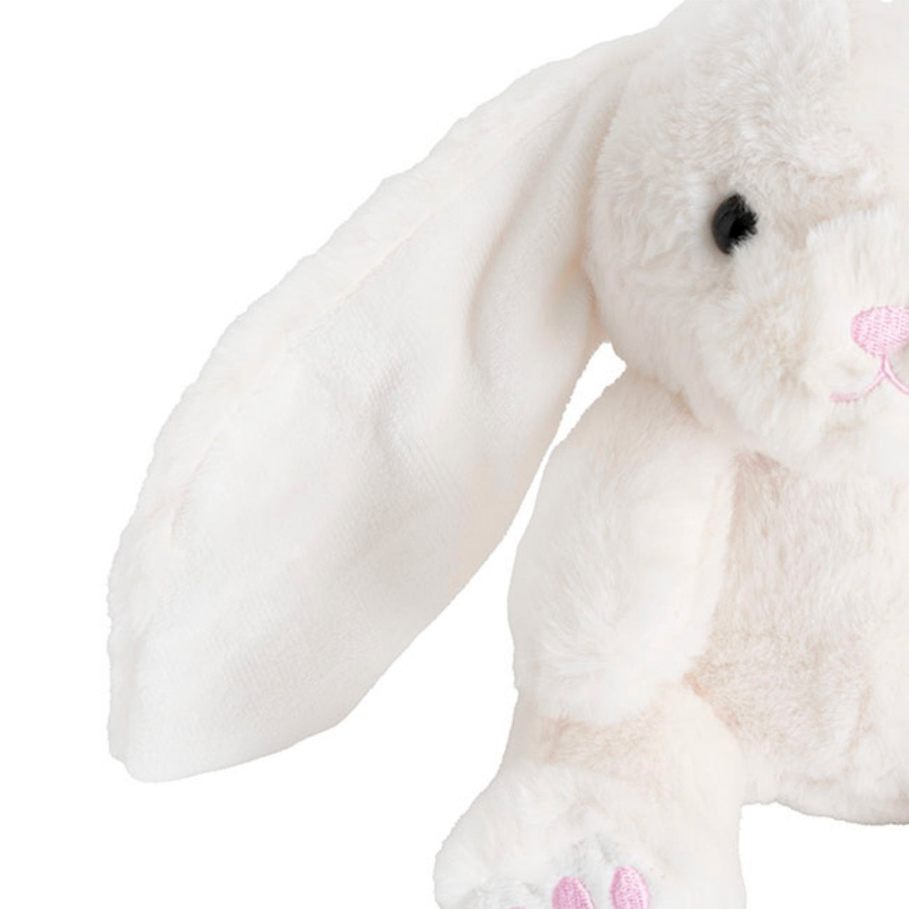 Close-up of a plush bunny toy with a white background
