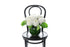 Kate Hill Flowers – white chrysanthemum sympathy ball-vase design with monstera leaf lining.