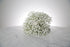 Bouquet of white Gypsophila wedding flower bouquet on a marble surface with a light grey background