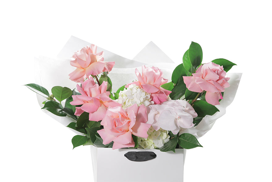 Pink blush flower online gift bag