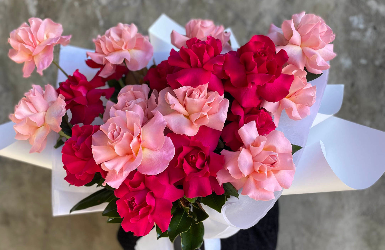 Luxury rose bouquet arranged by Melbourne florist Kate Hill Flowers for flower delivery Melbourne CBD