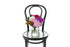 Kate Hill Flowers – small ribbed jar with pink chrysanthemum, hot-pink rose or orchid bloom, ready for birthday gifting.