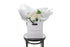 Kate Hill Flowers – small white sympathy posy of roses and chrysanthemums in a water-filled gift bag.
