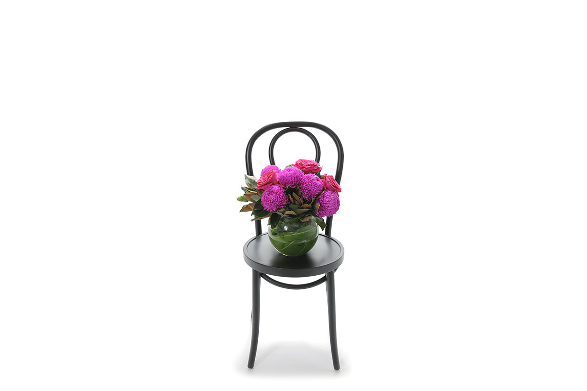 MAYA bright flowers in a 20cm glass ball vase