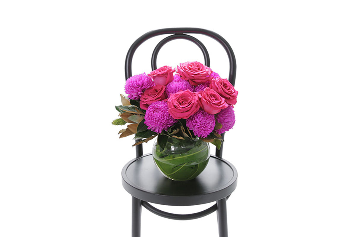 MAYA large bright ball vase arrangement by Kate Hill Flowers Melbourne