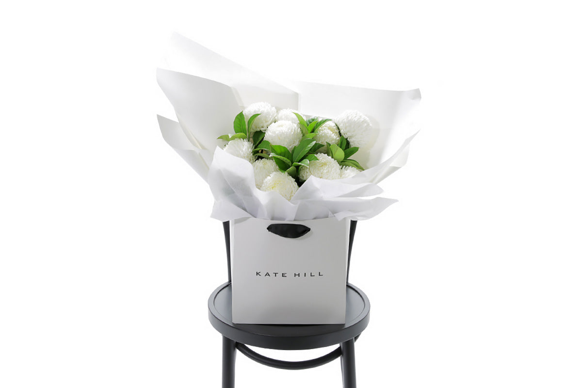 PIPER white disbud bouquet of white disbuds by Kate Hill Flowers Melbourne