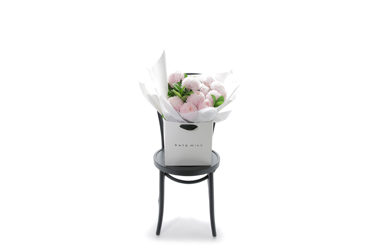 VIVIENNE blush disbud bouquet in Kate Hill Flowers signature wrapping