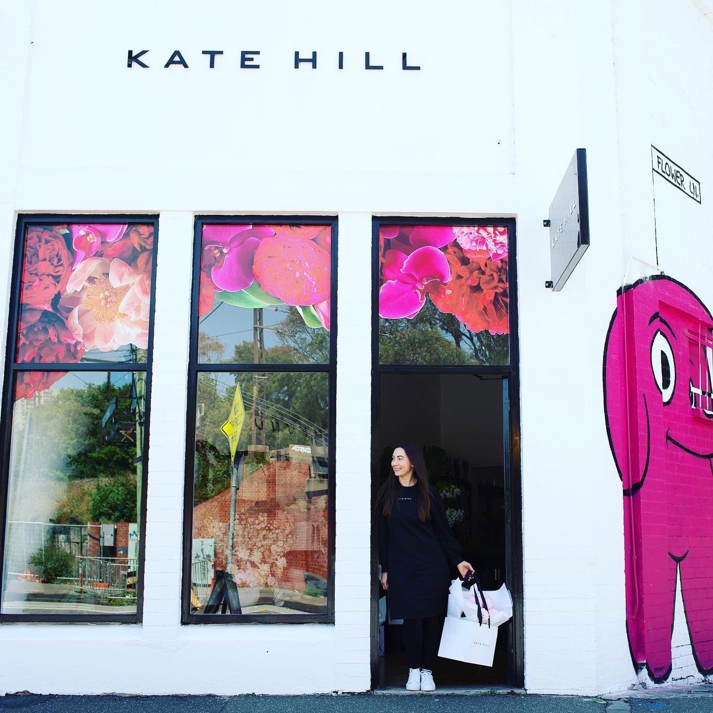 Local Melbourne Florist Kates Hill standing out front of her Melbourne store on City Road