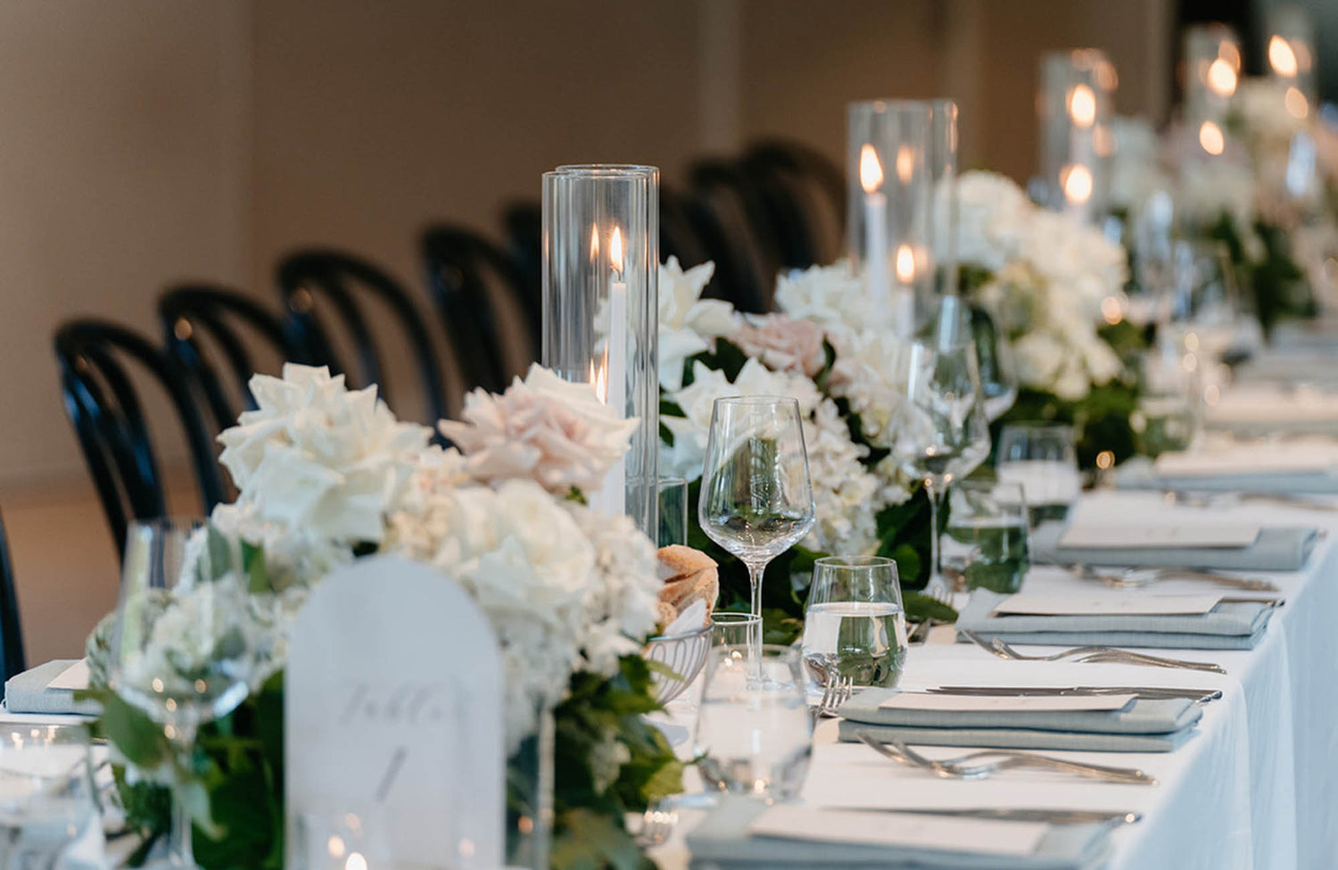 Wedding table setting flowers at Melbourne Wedding reception 