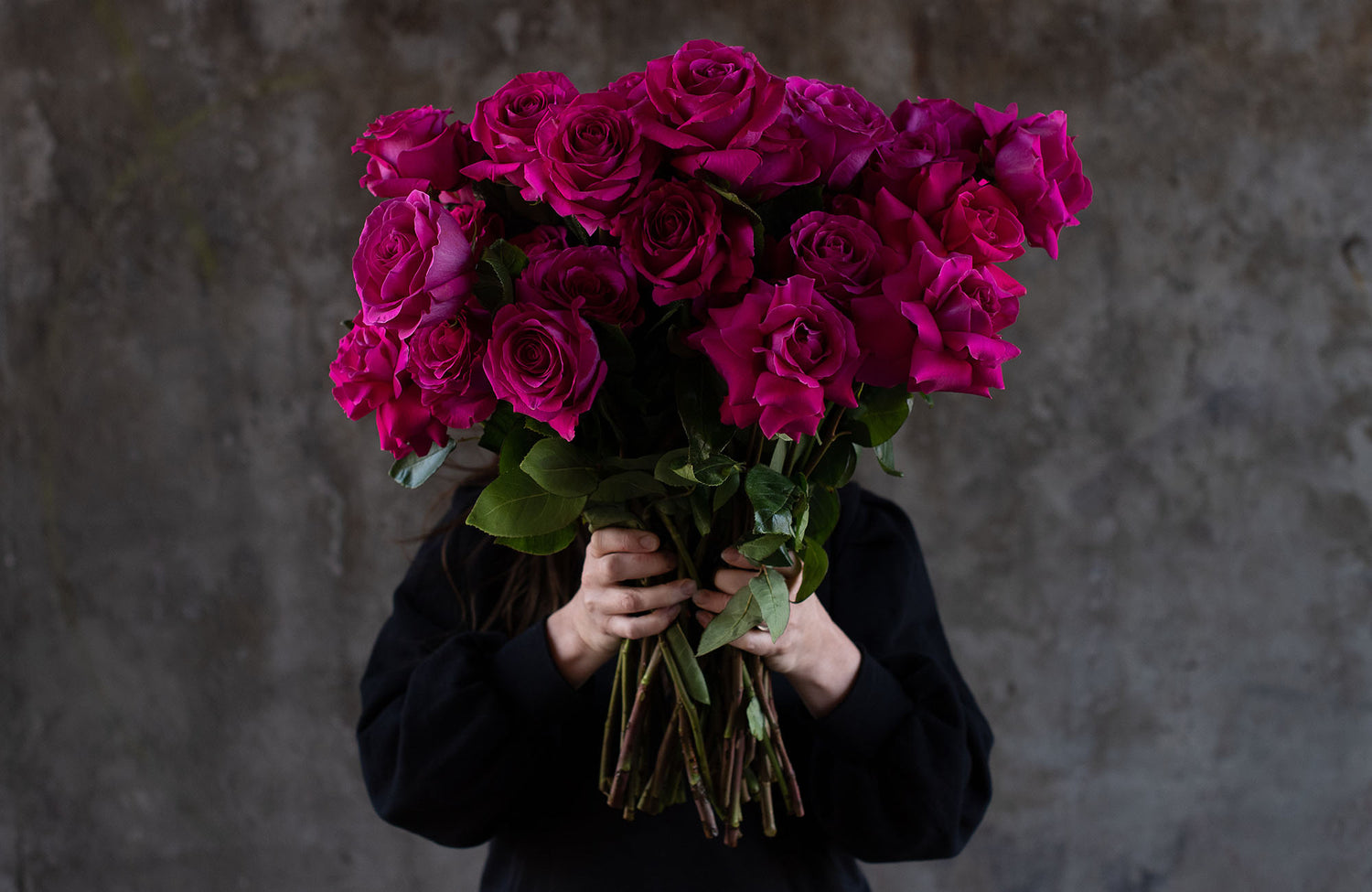 Valentine's Day Roses in pink being held by a Melbourne Florist