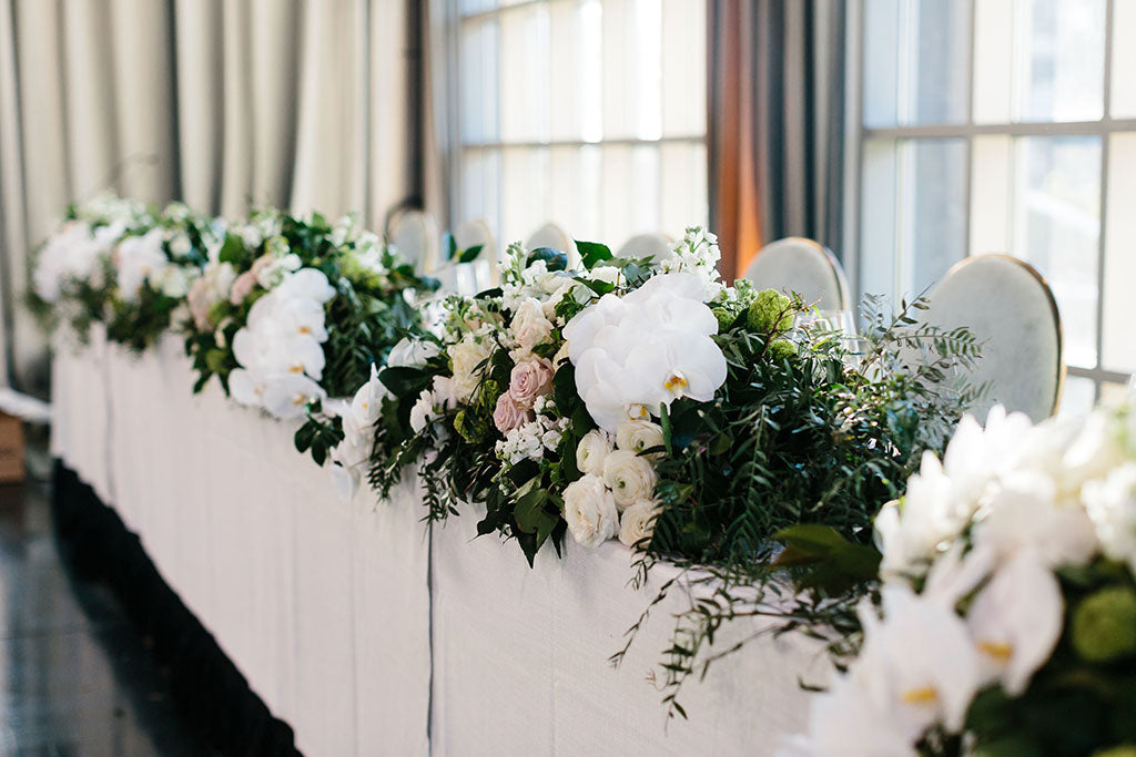 Bridal table wedding flowers