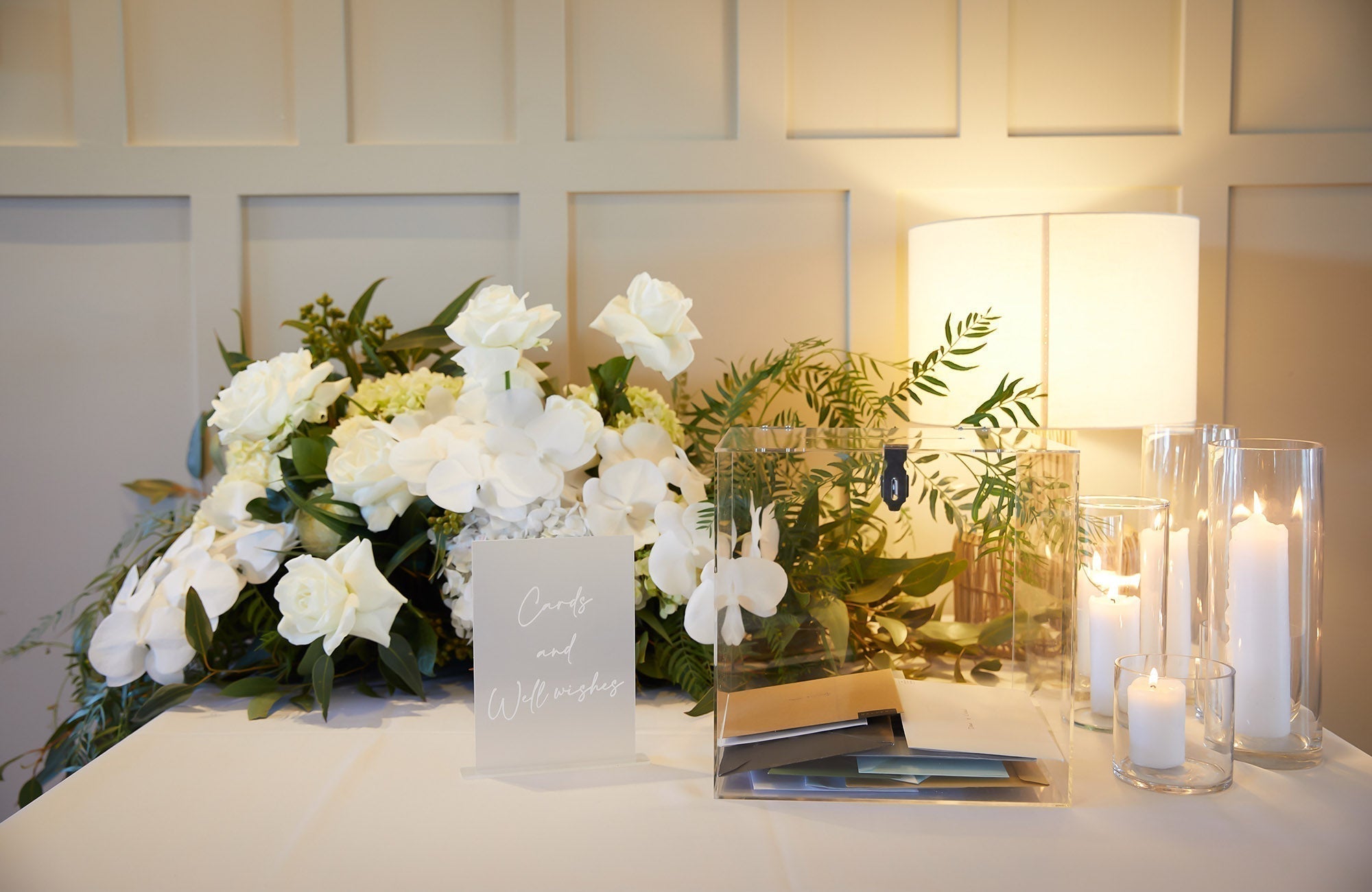 A seasonal display of wedding flowers at a wedding Reception in Melbourne