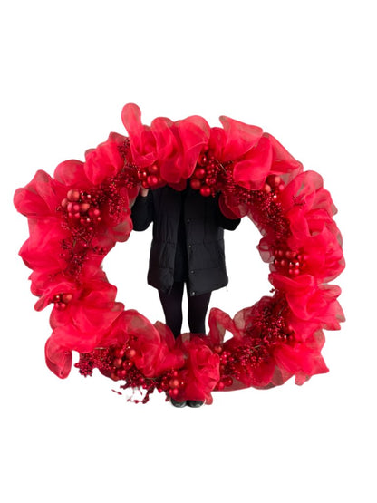 CUSTOM Red Mesh Christmas Wreath| PRE-ORDER For December