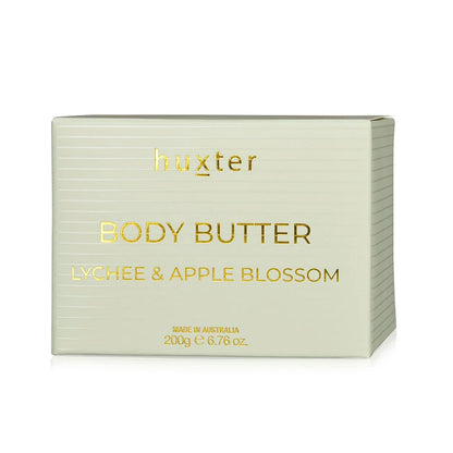 Huxter body butter packaging with &