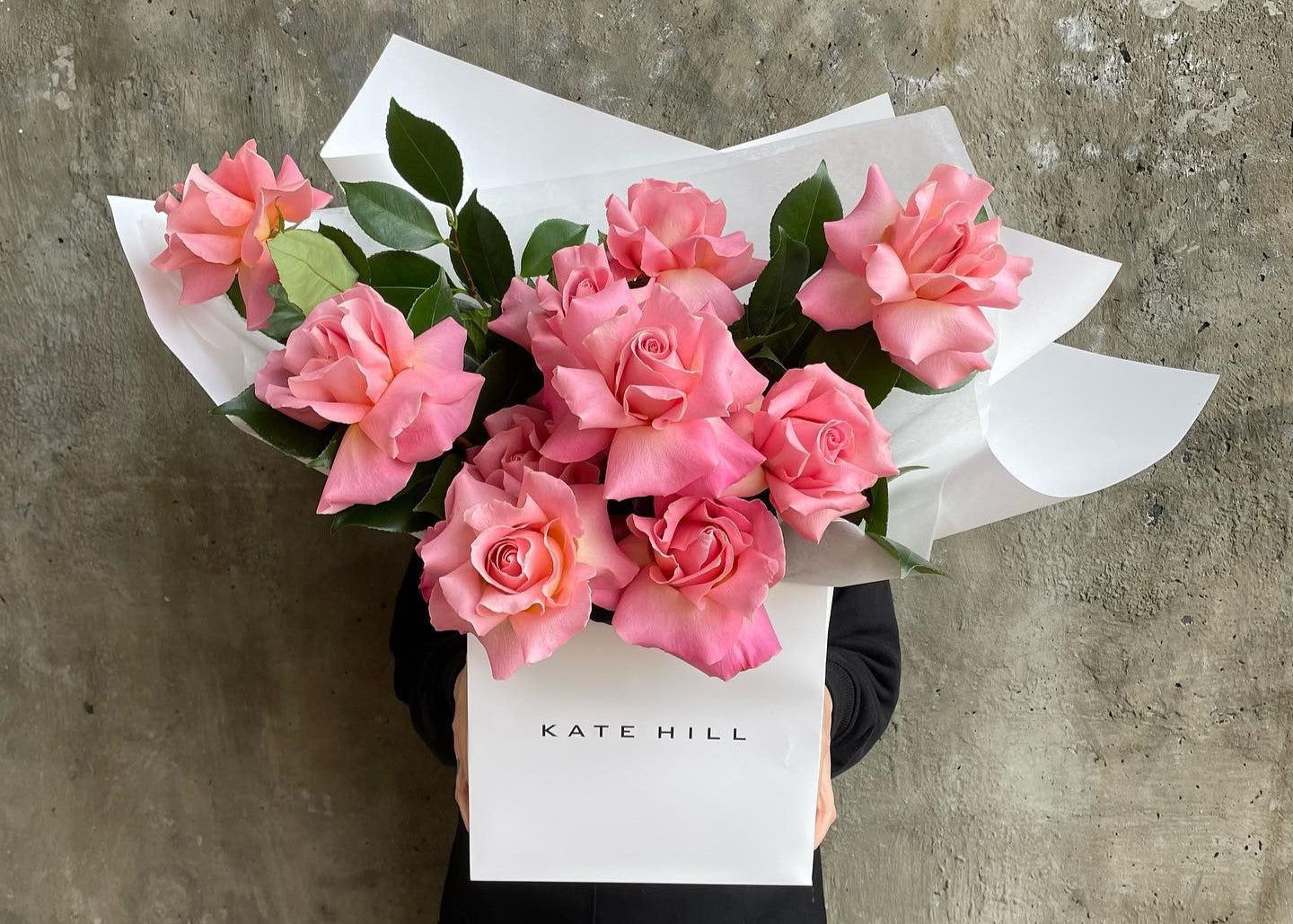 A bouquet of pink roses ready for flower delivery in Melbourne 