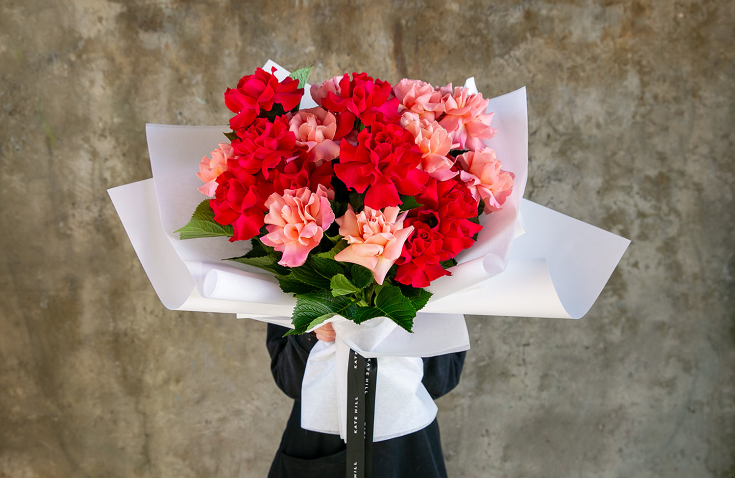Kate Hill Flowers - Large Red and Pink Rose Bouquet For Melbourne Flower Delivery