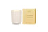 White Huxster candle with a gold box labeled &