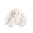 White plush bunny toy with pink accents on a white background