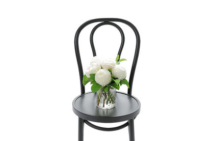 BAILEY white ribbed glass vase of white blooms by Kate Hill Flowers Melbourne