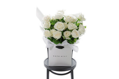 BLANCA large white rose bouquet of 20 white roses by Kate Hill Flowers Melbourne