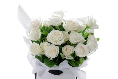 Close-up of BLANCA large bouquet with white classic roses