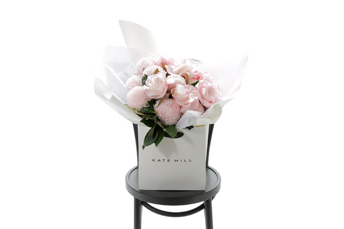 CHLOE large blush flower bouquet in soft blush and pink by Kate Hill Flowers Melbourne