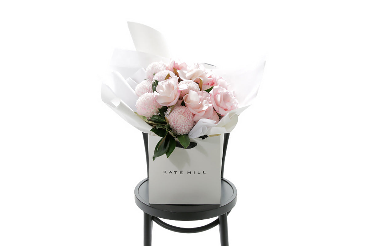 CHLOE large blush flower bouquet in soft blush and pink by Kate Hill Flowers Melbourne