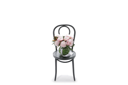 CHLOE blush flowers in a 20cm glass ball vase