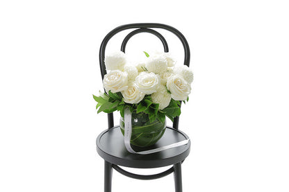 ELISE large white ball vase arrangement by Kate Hill Flowers Melbourne