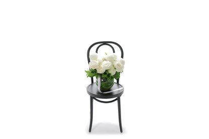 ELISE large white flowers in a 20cm glass ball vase