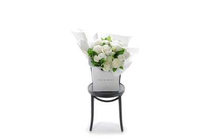 ELLA large white bouquet in Kate Hill Flowers signature wrapping