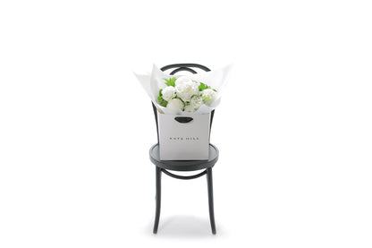 ELLA small white bouquet in Kate Hill Flowers signature wrapping