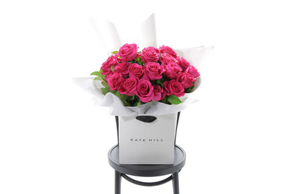 FLOYD large hot pink rose bouquet of 20 hot pink roses by Kate Hill Flowers Melbourne