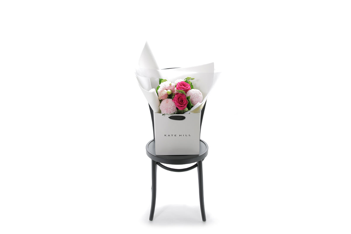 HARPER small pink bouquet in Kate Hill Flowers signature wrapping