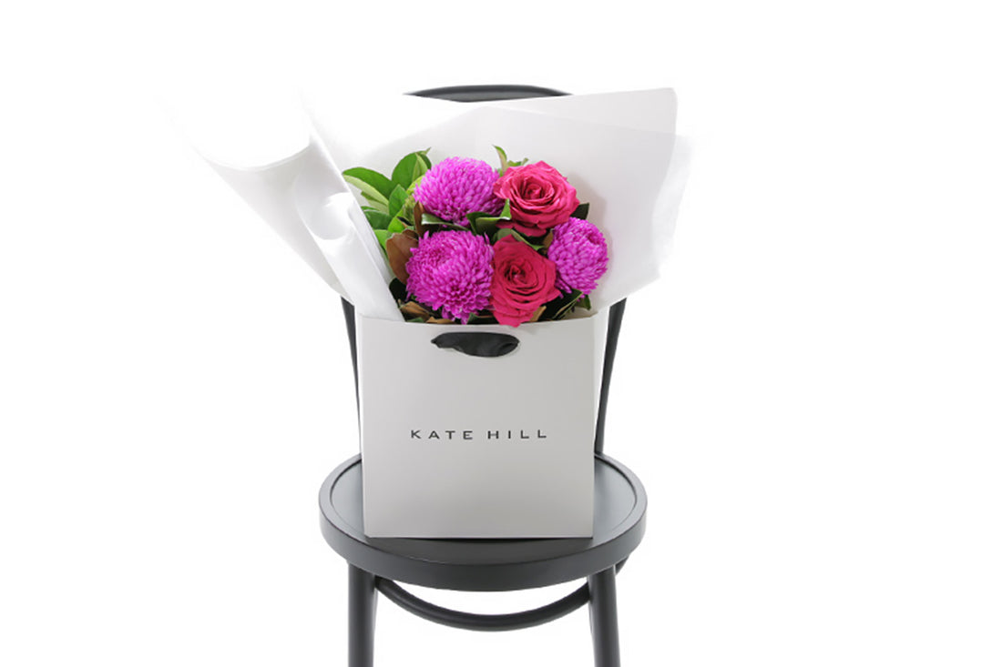 LENI hot pink flower bouquet in vibrant pink and magenta by Kate Hill Flowers Melbourne