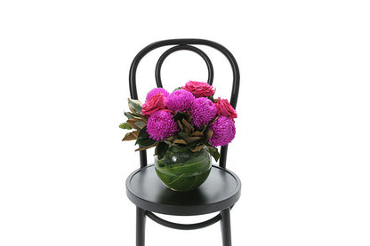 MAYA bright ball vase arrangement of hot pink blooms by Kate Hill Flowers Melbourne