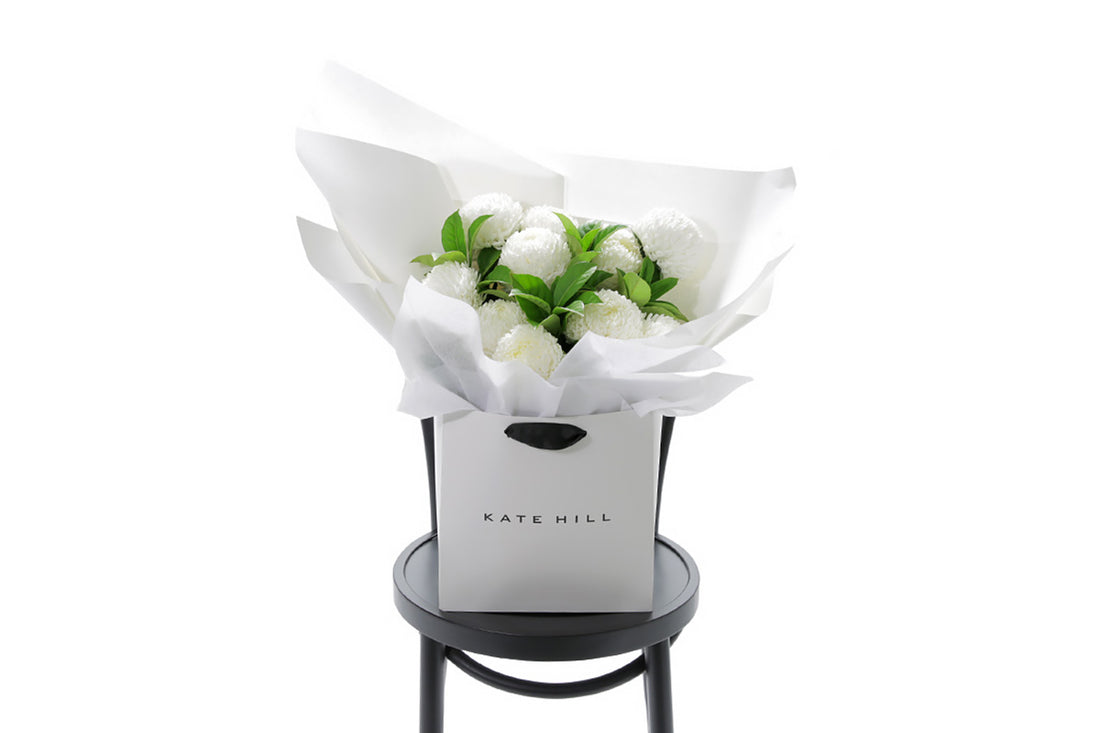 PIPER white disbud bouquet of white disbuds by Kate Hill Flowers Melbourne