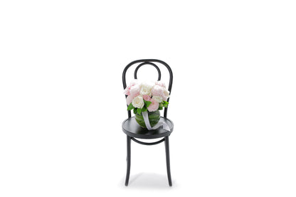 SERENITY large pastel flowers in a 20cm glass ball vase