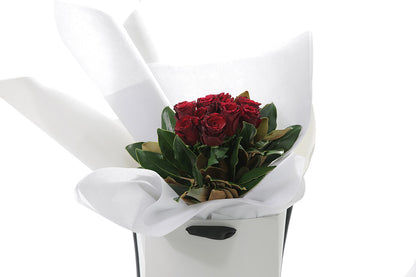 Close-up of VALENTINE bouquet with natural red roses