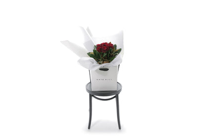 VALENTINE red rose bouquet in Kate Hill Flowers signature wrapping