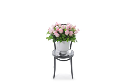 ZARA 20 soft pink roses in an extra large white footed ceramic vessel